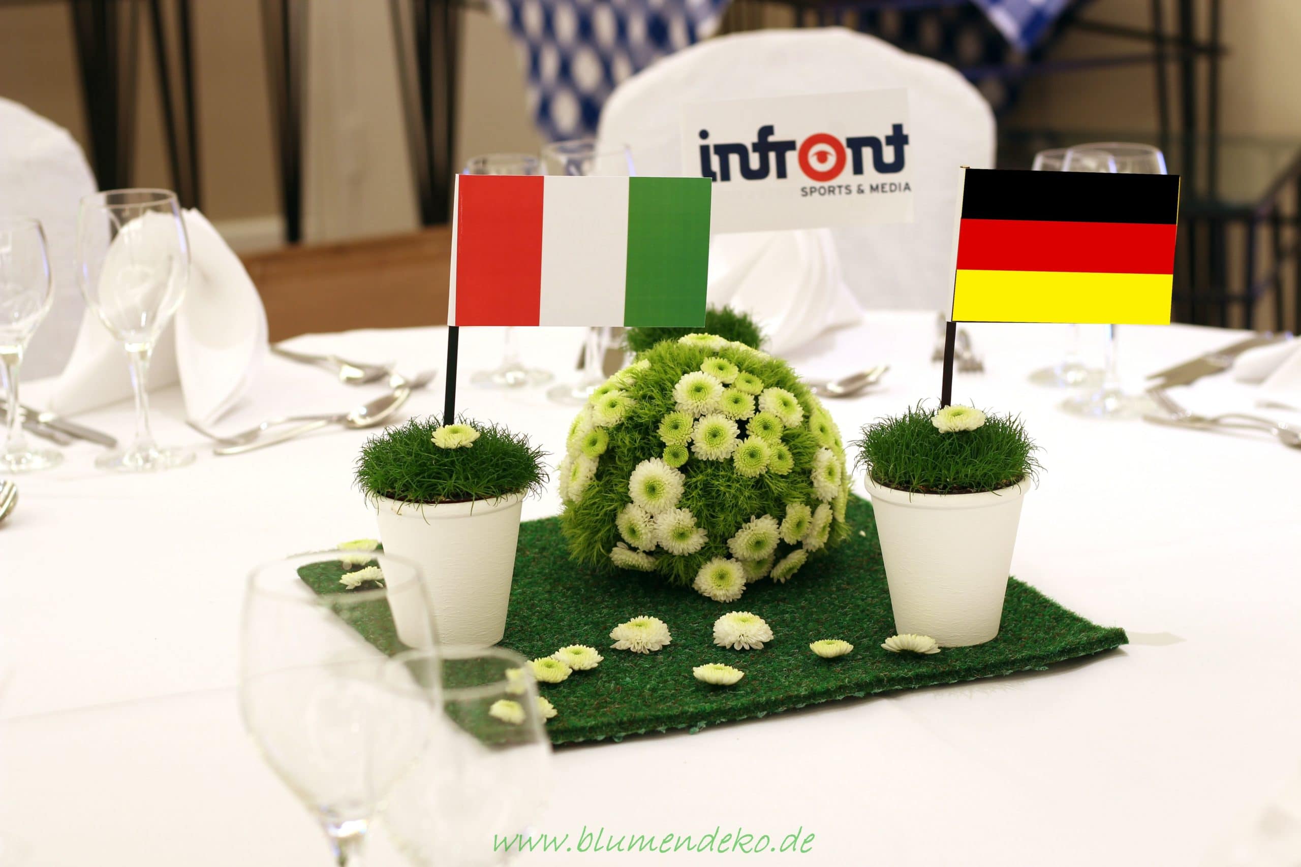 Blumendeko zum Länderspiel für das Marriott München